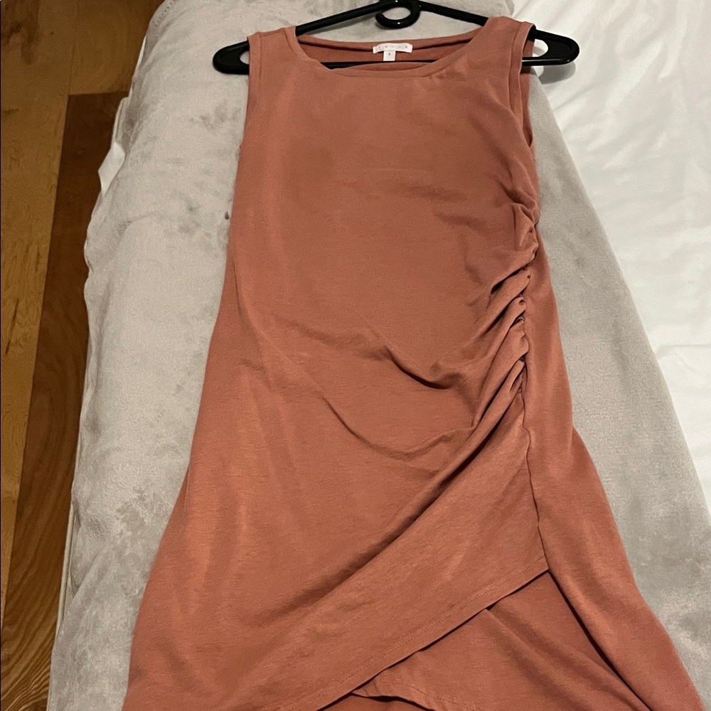 Leith Asymmetrical Dress in Warm Terracotta